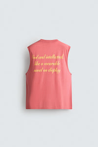 T-SHIRT TANK RELAXED FIT COM MENSAGENS ESTAMPADAS