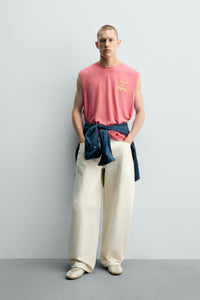 T-SHIRT TANK RELAXED FIT COM MENSAGENS ESTAMPADAS