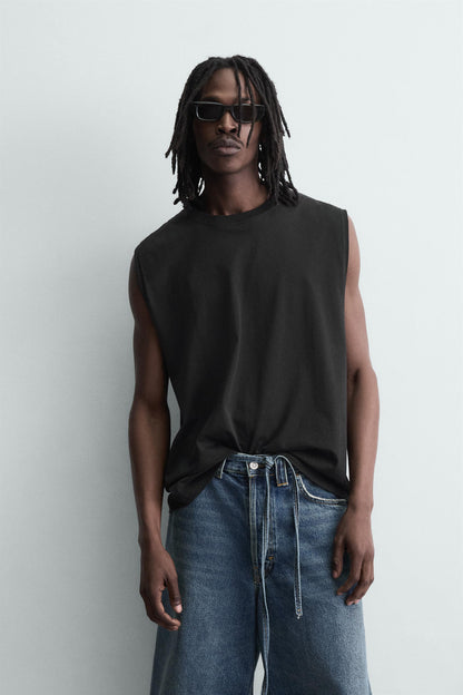 T-SHIRT DE ALÇAS LAVADA