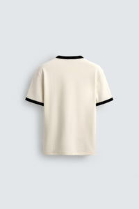T-SHIRT BÁSICA RIB EM CONTRASTE