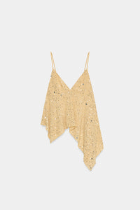 TOP DE ALÇAS DE LANTEJOULAS - Dourado