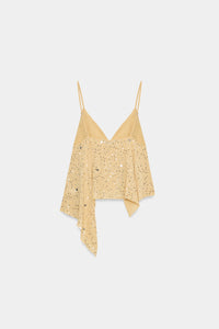 TOP DE ALÇAS DE LANTEJOULAS - Dourado