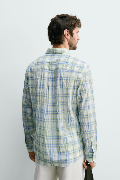 CAMISA REGULAR FIT AOS QUADRADOS COM EFEITO ENRUGADO