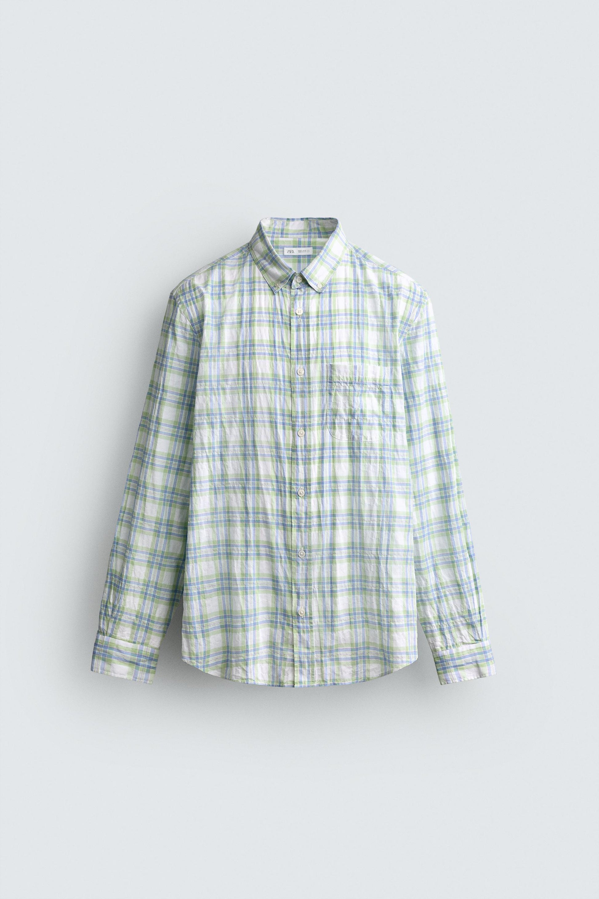 CAMISA REGULAR FIT AOS QUADRADOS COM EFEITO ENRUGADO