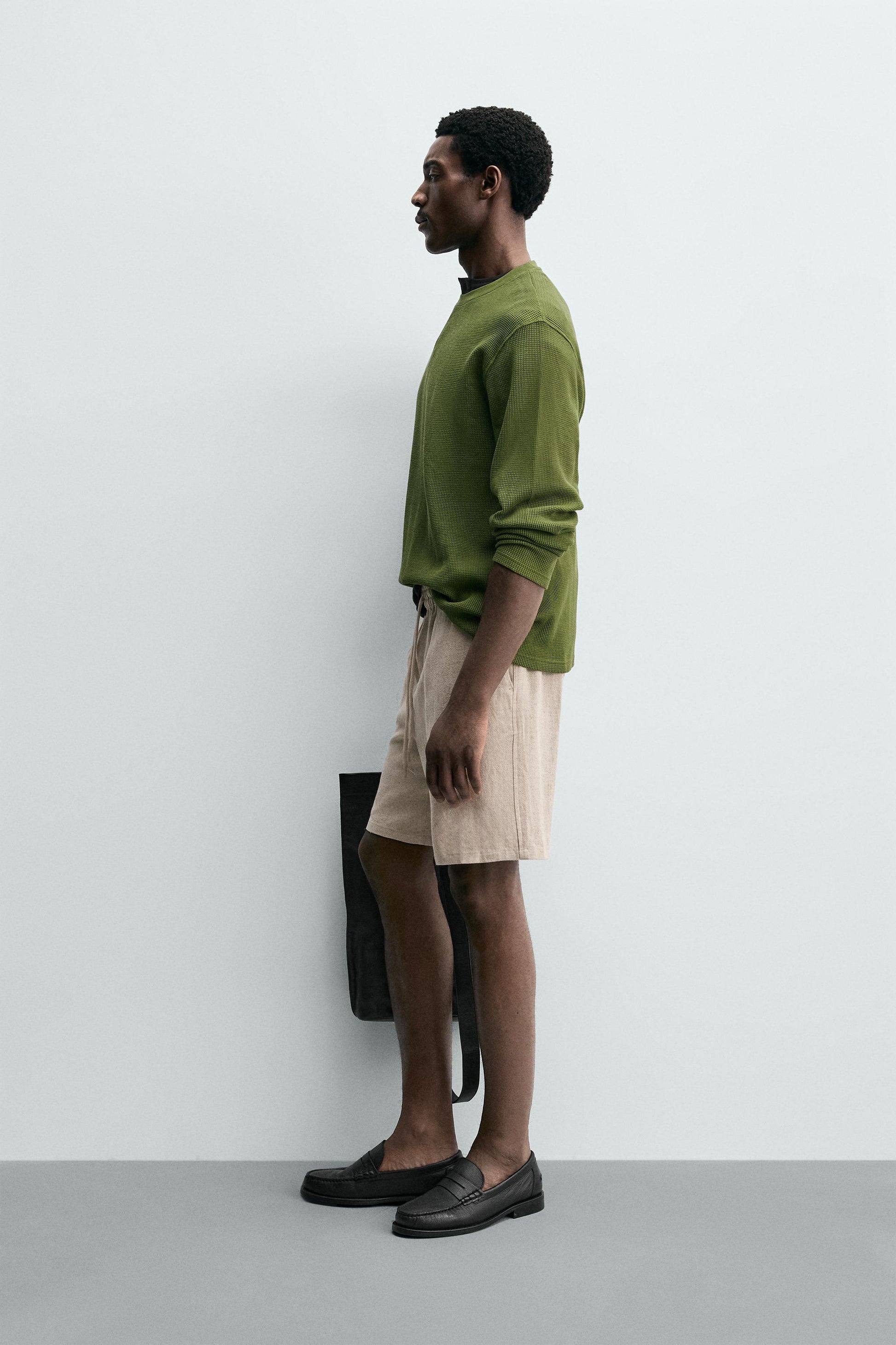 CALÇÕES BERMUDA RELAXED FIT VISCOSE-LINHO