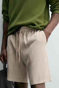 CALÇÕES BERMUDA RELAXED FIT VISCOSE-LINHO