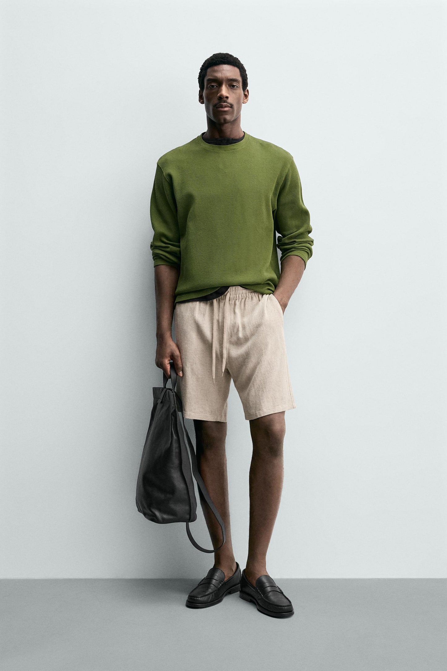 CALÇÕES BERMUDA RELAXED FIT VISCOSE-LINHO
