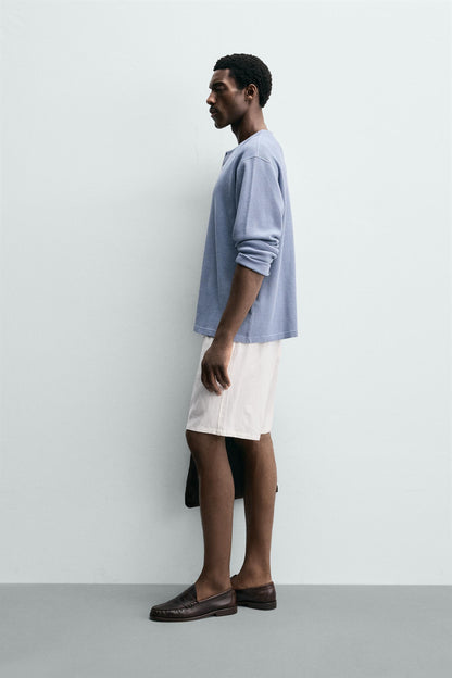 CALÇÕES BERMUDA RELAXED FIT VISCOSE-LINHO