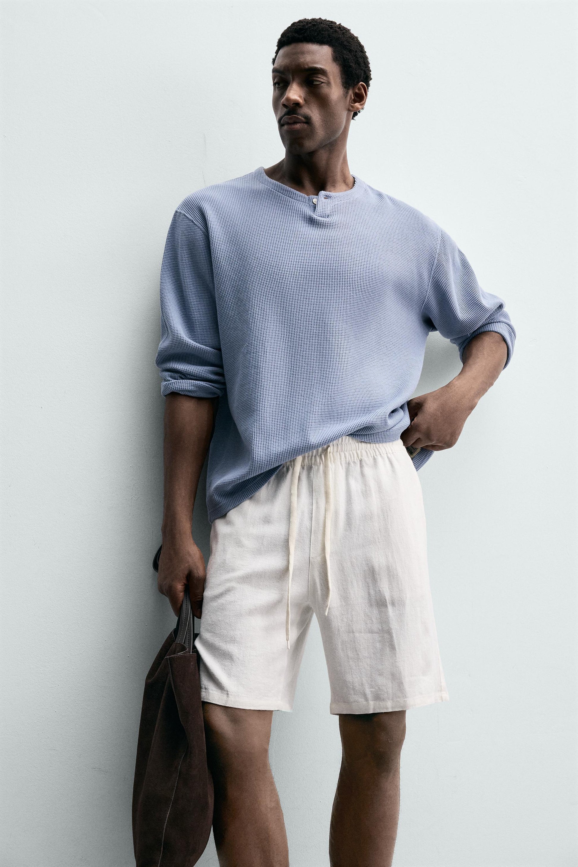 CALÇÕES BERMUDA RELAXED FIT VISCOSE-LINHO