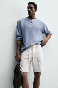 CALÇÕES BERMUDA RELAXED FIT VISCOSE-LINHO