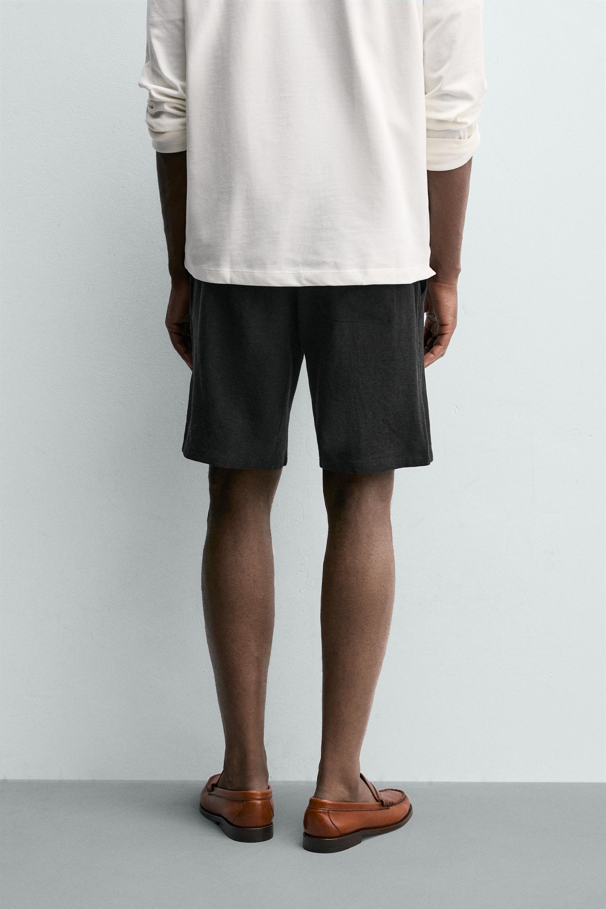 CALÇÕES BERMUDA RELAXED FIT VISCOSE-LINHO