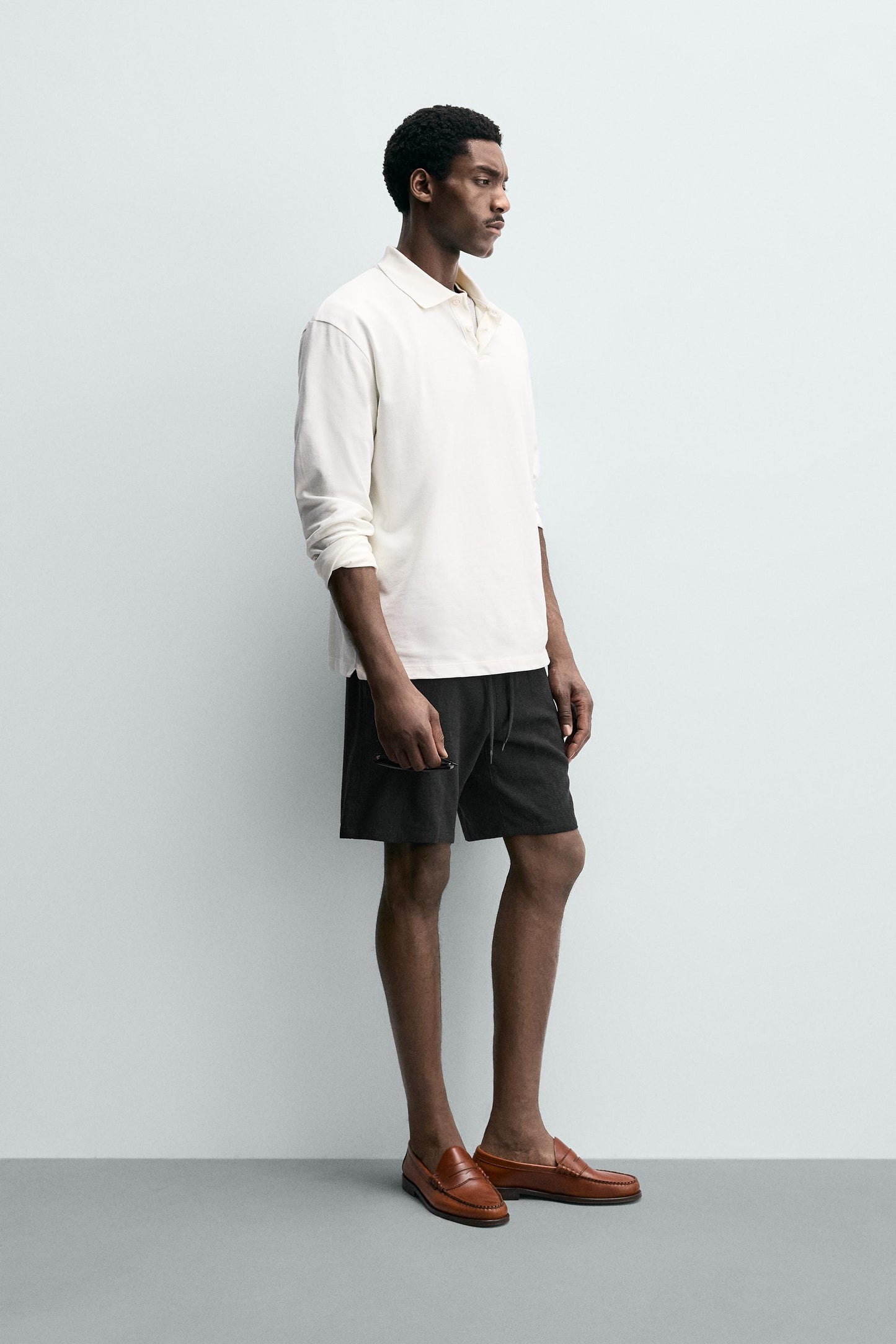 CALÇÕES BERMUDA RELAXED FIT VISCOSE-LINHO