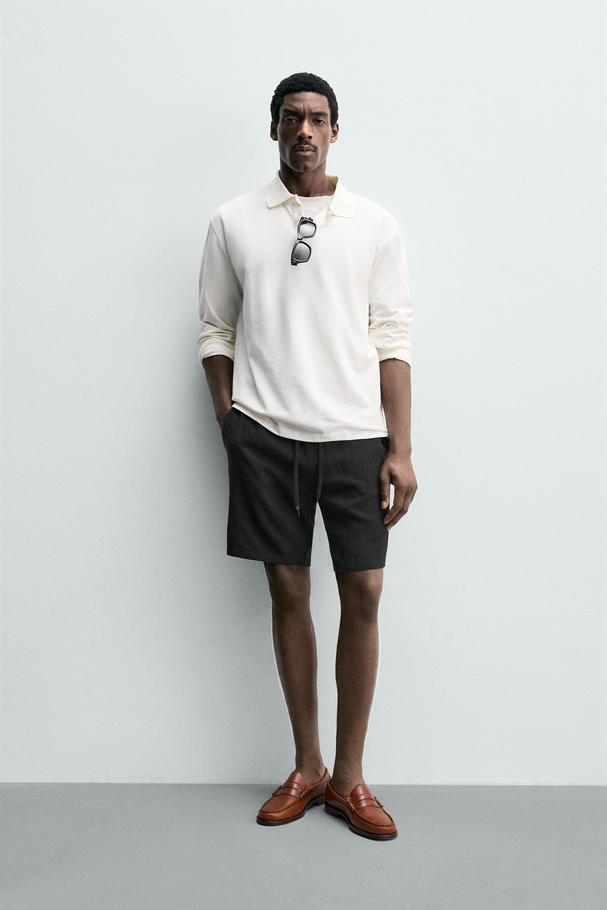 CALÇÕES BERMUDA RELAXED FIT VISCOSE-LINHO