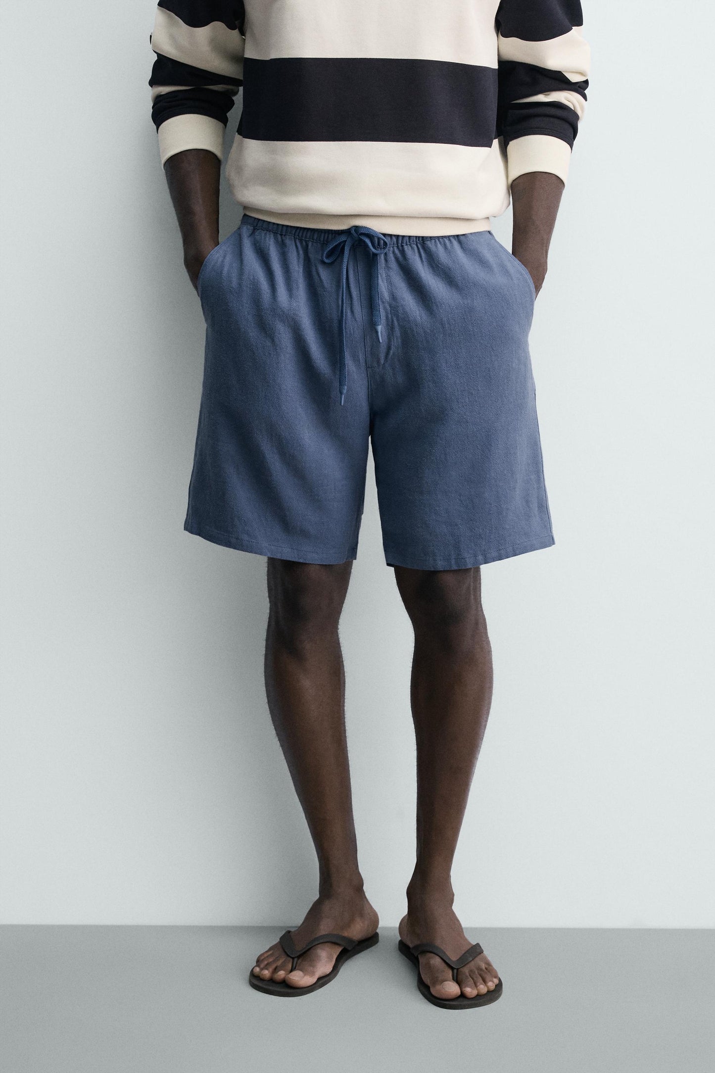 CALÇÕES BERMUDA RELAXED FIT VISCOSE-LINHO