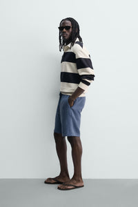 CALÇÕES BERMUDA RELAXED FIT VISCOSE-LINHO