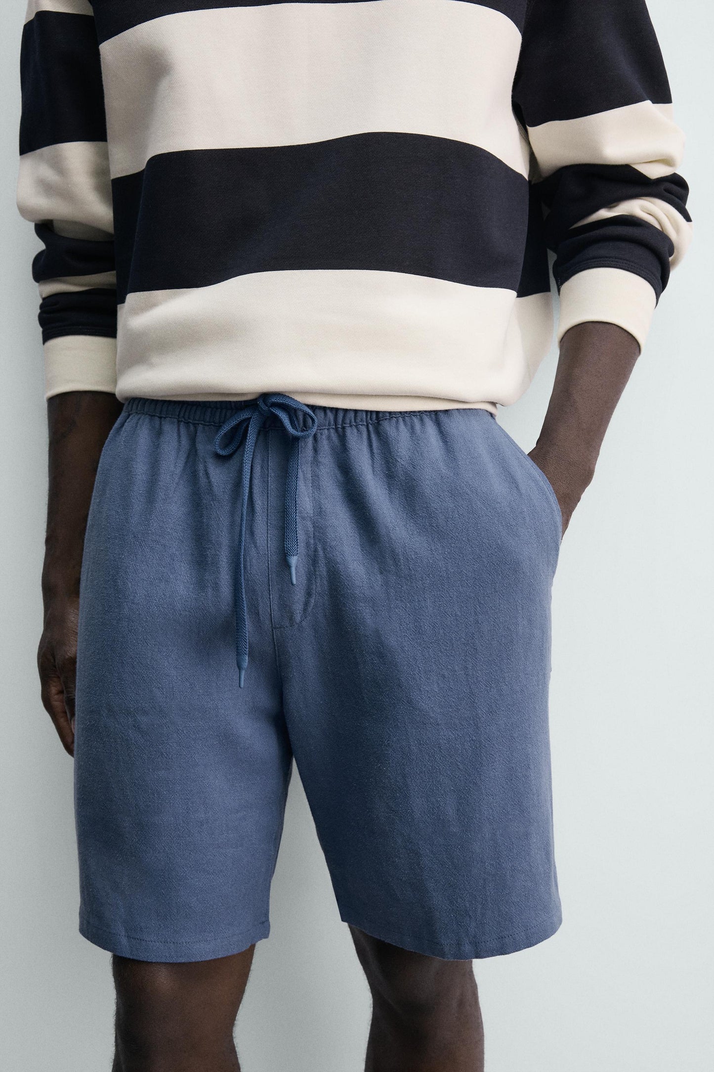 CALÇÕES BERMUDA RELAXED FIT VISCOSE-LINHO