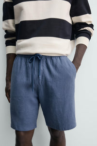 CALÇÕES BERMUDA RELAXED FIT VISCOSE-LINHO