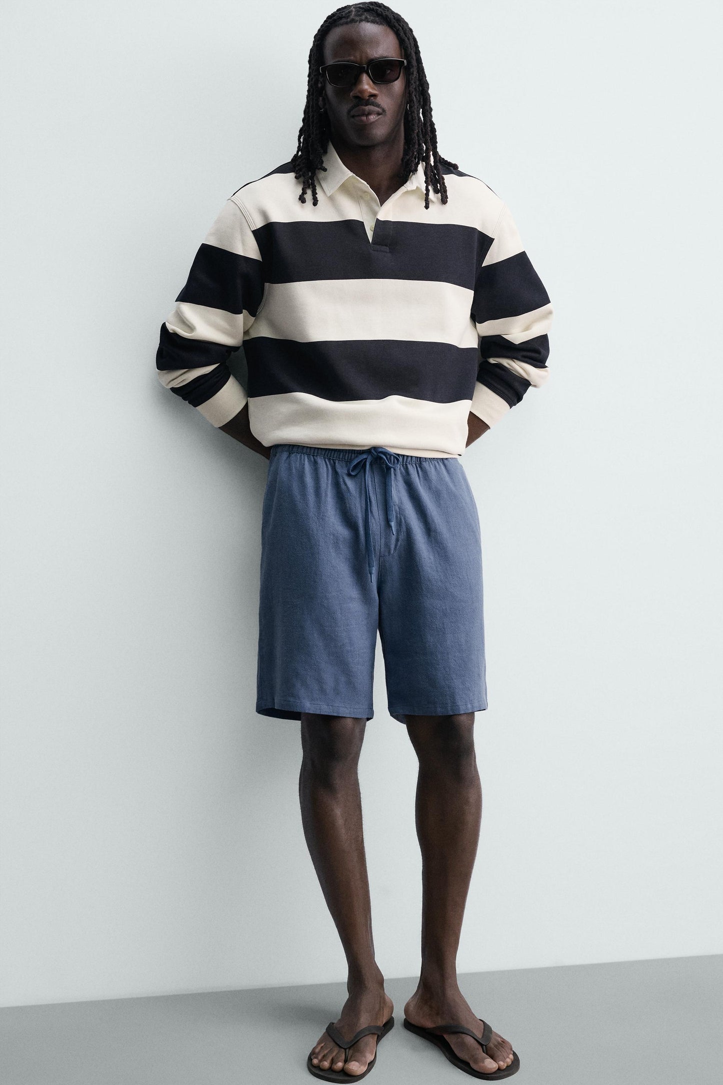 CALÇÕES BERMUDA RELAXED FIT VISCOSE-LINHO