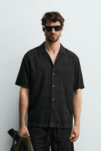 CAMISA RELAXED FIT JACQUARD GEOMÉTRICO