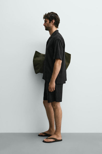 CAMISA RELAXED FIT JACQUARD GEOMÉTRICO