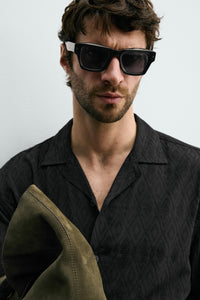 CAMISA RELAXED FIT JACQUARD GEOMÉTRICO