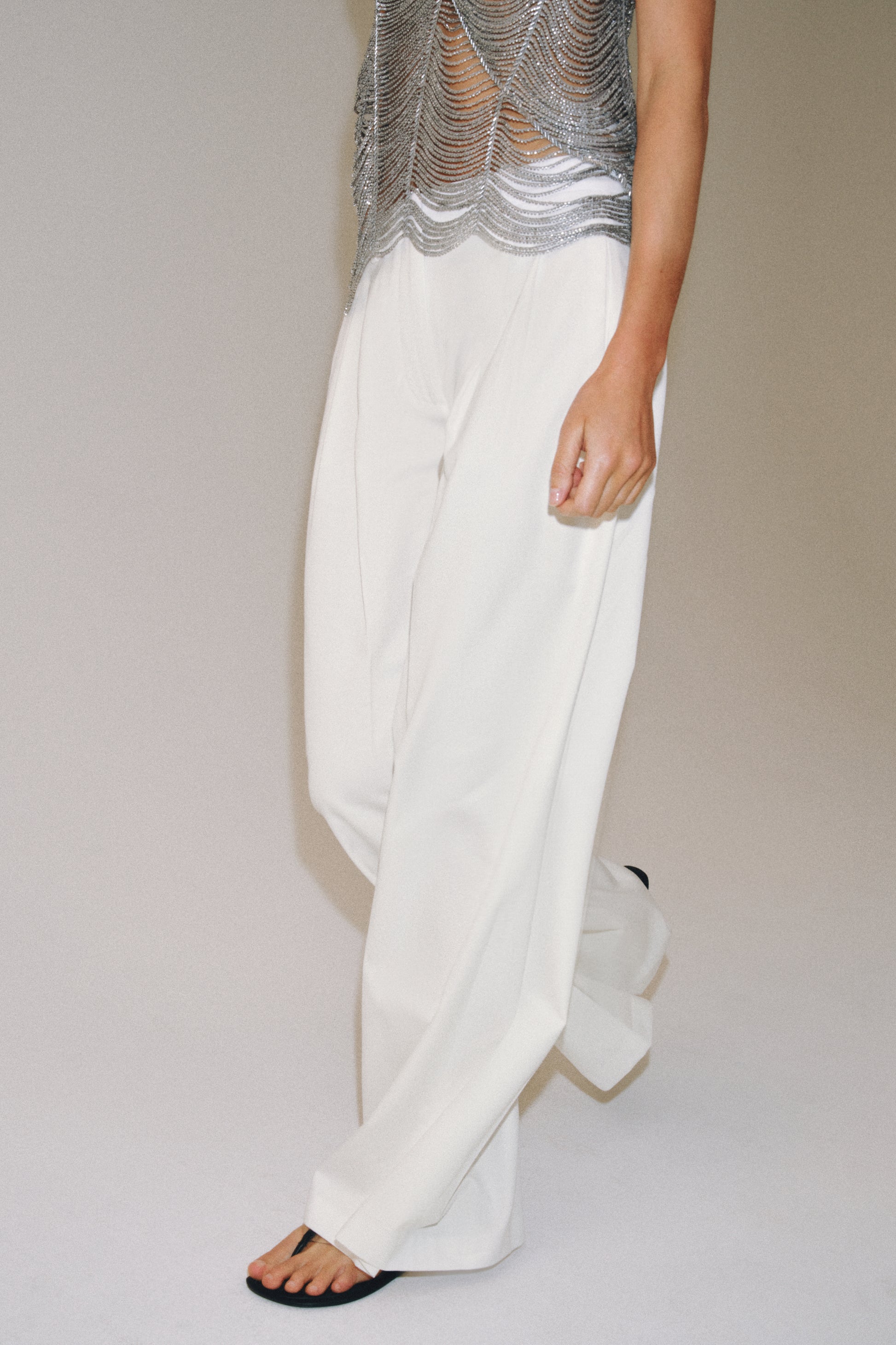 CALÇAS WIDE LEG PREGAS ZW COLLECTION - Branco
