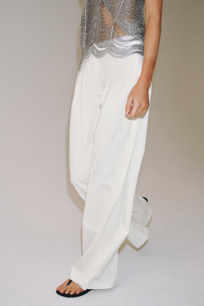 CALÇAS WIDE LEG PREGAS ZW COLLECTION - Branco