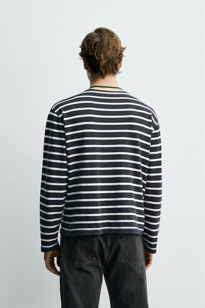 T-SHIRT JACQUARD ÀS RISCAS AARON LEVINE X ZARA