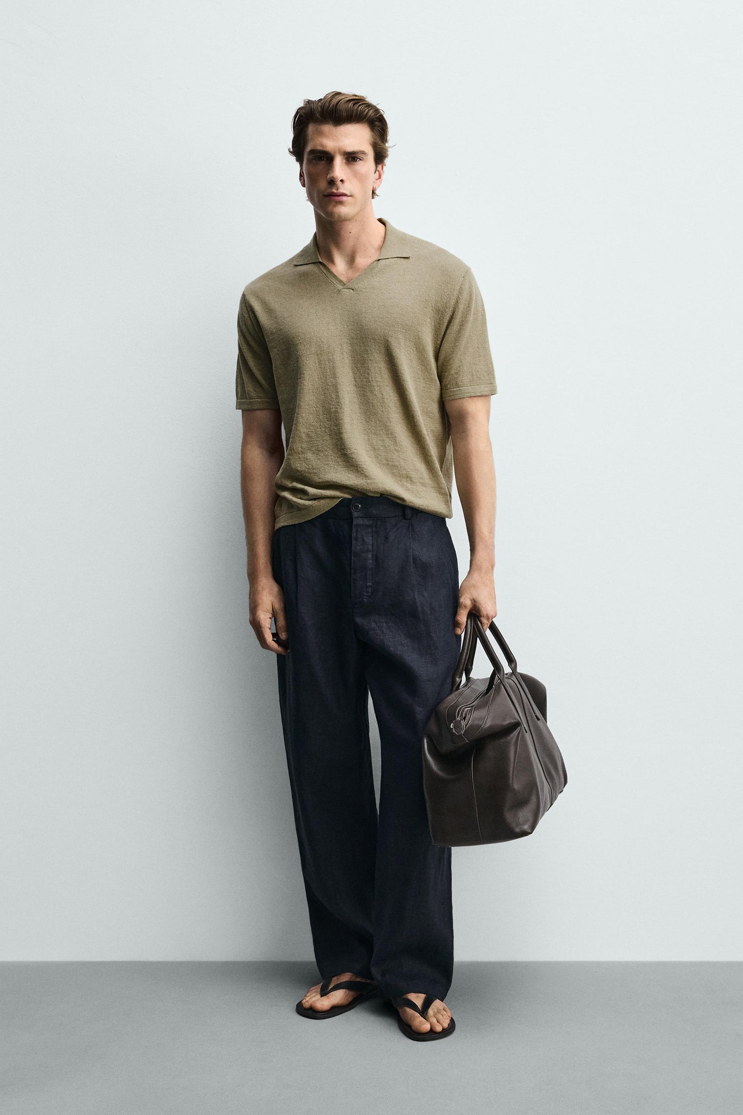 POLO DE MALHA REGULAR FIT ALGODÃO-LINHO