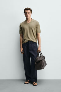 POLO DE MALHA REGULAR FIT ALGODÃO-LINHO