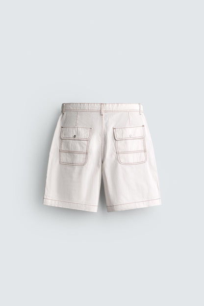 CALÇÕES BERMUDA RELAX FIT COM PESPONTOS EM CONTRASTE