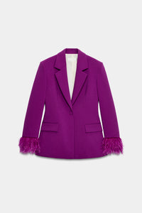 BLAZER OMBREIRAS PUNHO DE PLUMAS - Púrpura