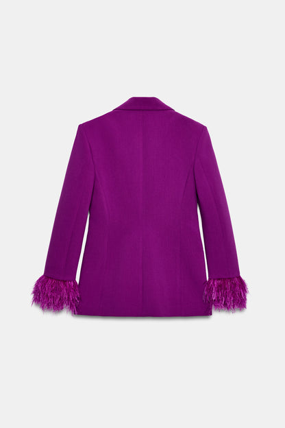 BLAZER OMBREIRAS PUNHO DE PLUMAS - Púrpura