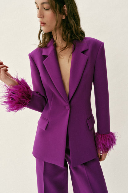 BLAZER OMBREIRAS PUNHO DE PLUMAS - Púrpura