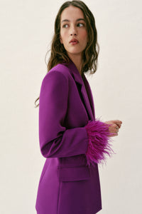 BLAZER OMBREIRAS PUNHO DE PLUMAS - Púrpura