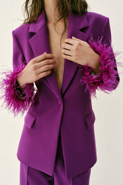 BLAZER OMBREIRAS PUNHO DE PLUMAS - Púrpura