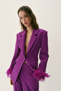 BLAZER OMBREIRAS PUNHO DE PLUMAS - Púrpura