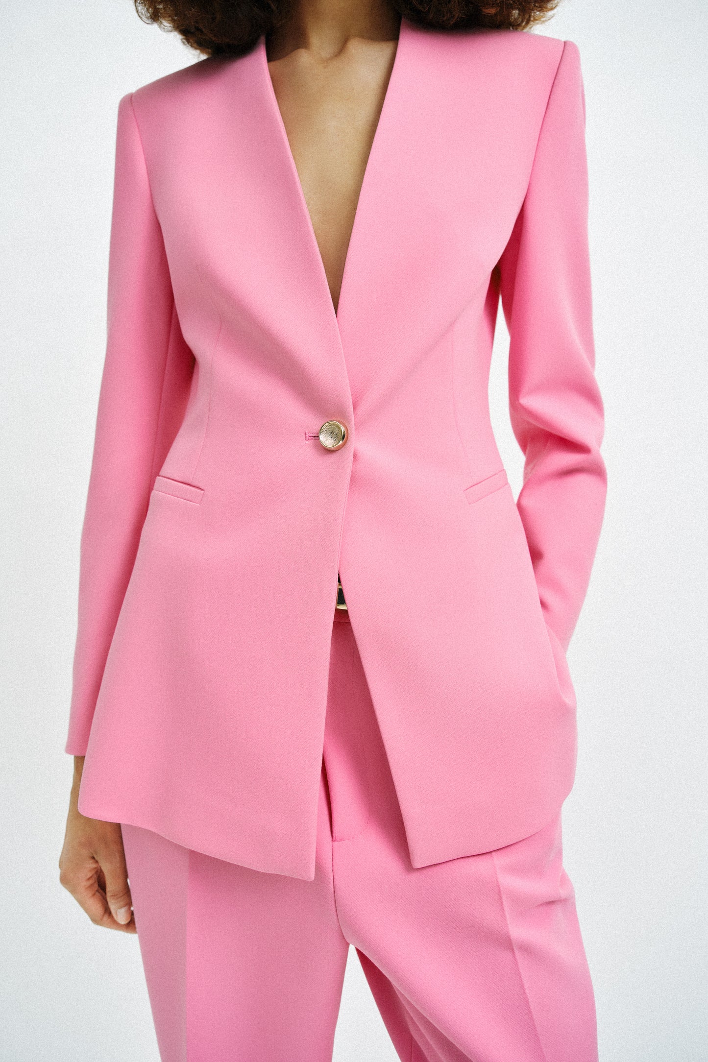 BLAZER JUSTO SEM LAPELA - Rosa
