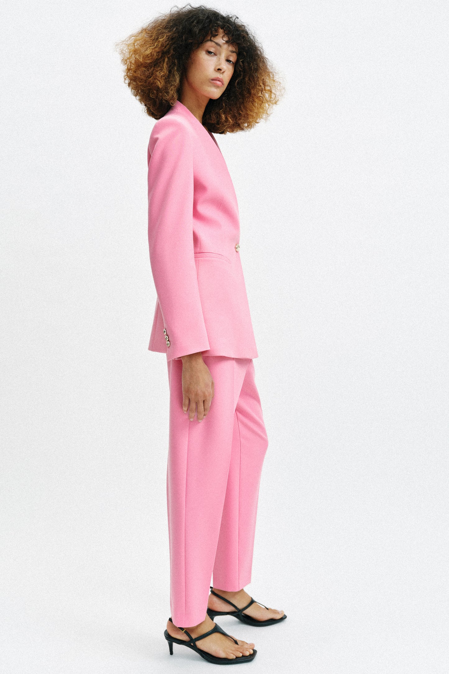 BLAZER JUSTO SEM LAPELA - Rosa