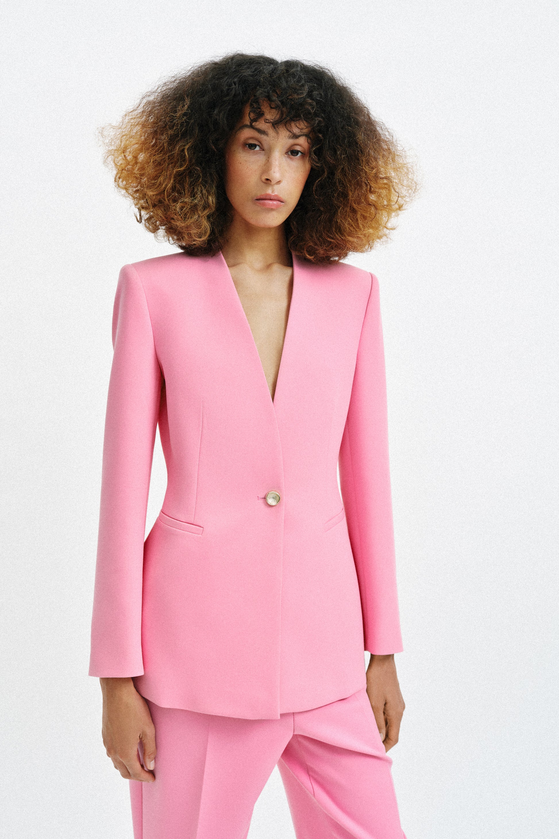 BLAZER JUSTO SEM LAPELA - Rosa