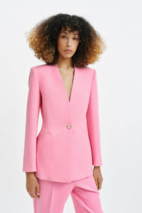 BLAZER JUSTO SEM LAPELA - Rosa