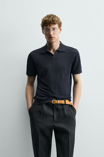 POLO MALHA REGULAR FIT 100% LINHO