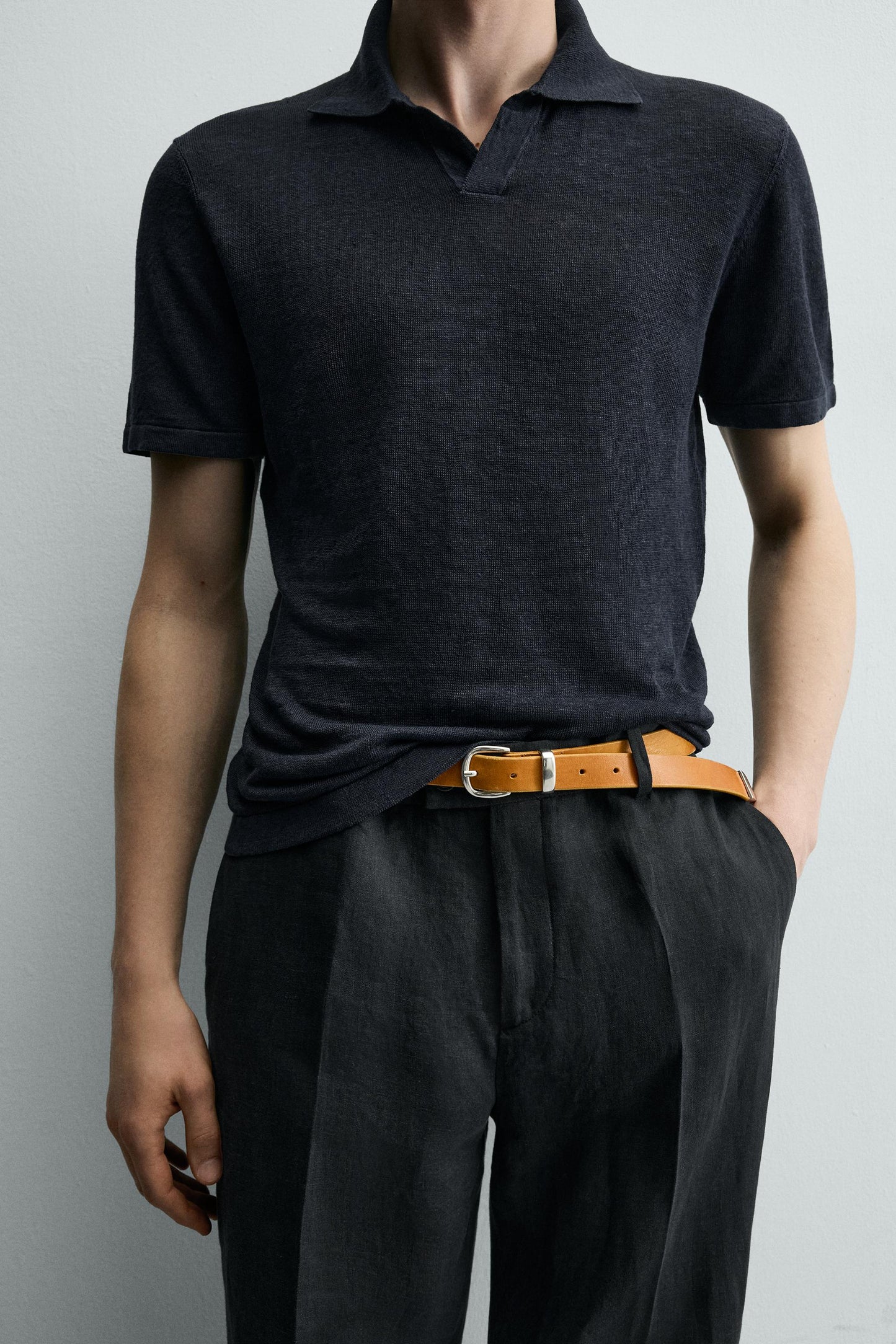 POLO MALHA REGULAR FIT 100% LINHO
