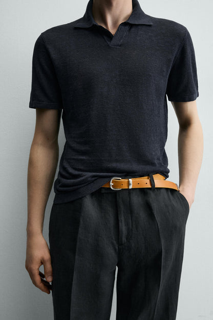 POLO MALHA REGULAR FIT 100% LINHO