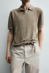 POLO MALHA REGULAR FIT 100% LINHO