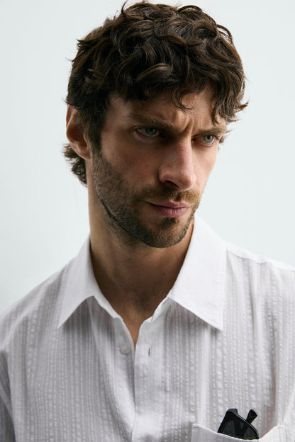 CAMISA JACQUARD ÀS RISCAS