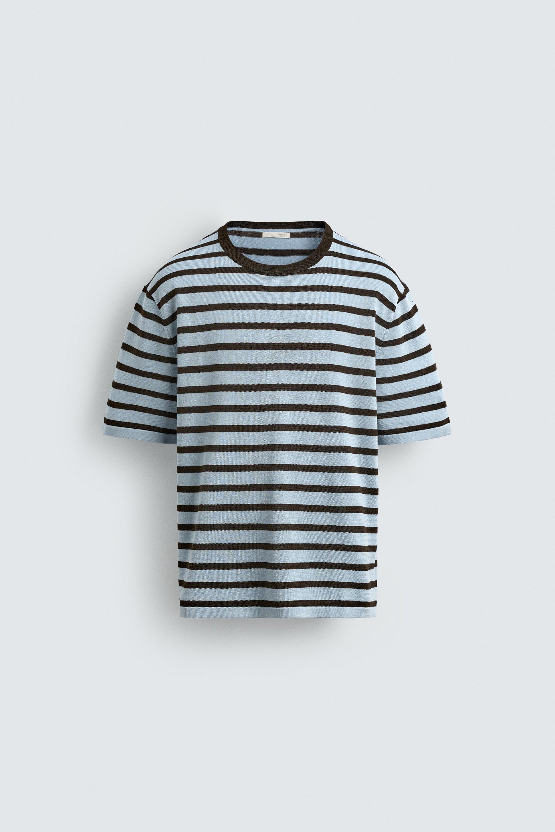 T-SHIRT DE MALHA DE ALGODÃO ÀS RISCAS