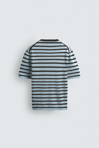 T-SHIRT DE MALHA DE ALGODÃO ÀS RISCAS
