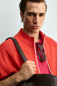 SWEATSHIRT RELAX FIT COM ZIP EM CONTRASTE