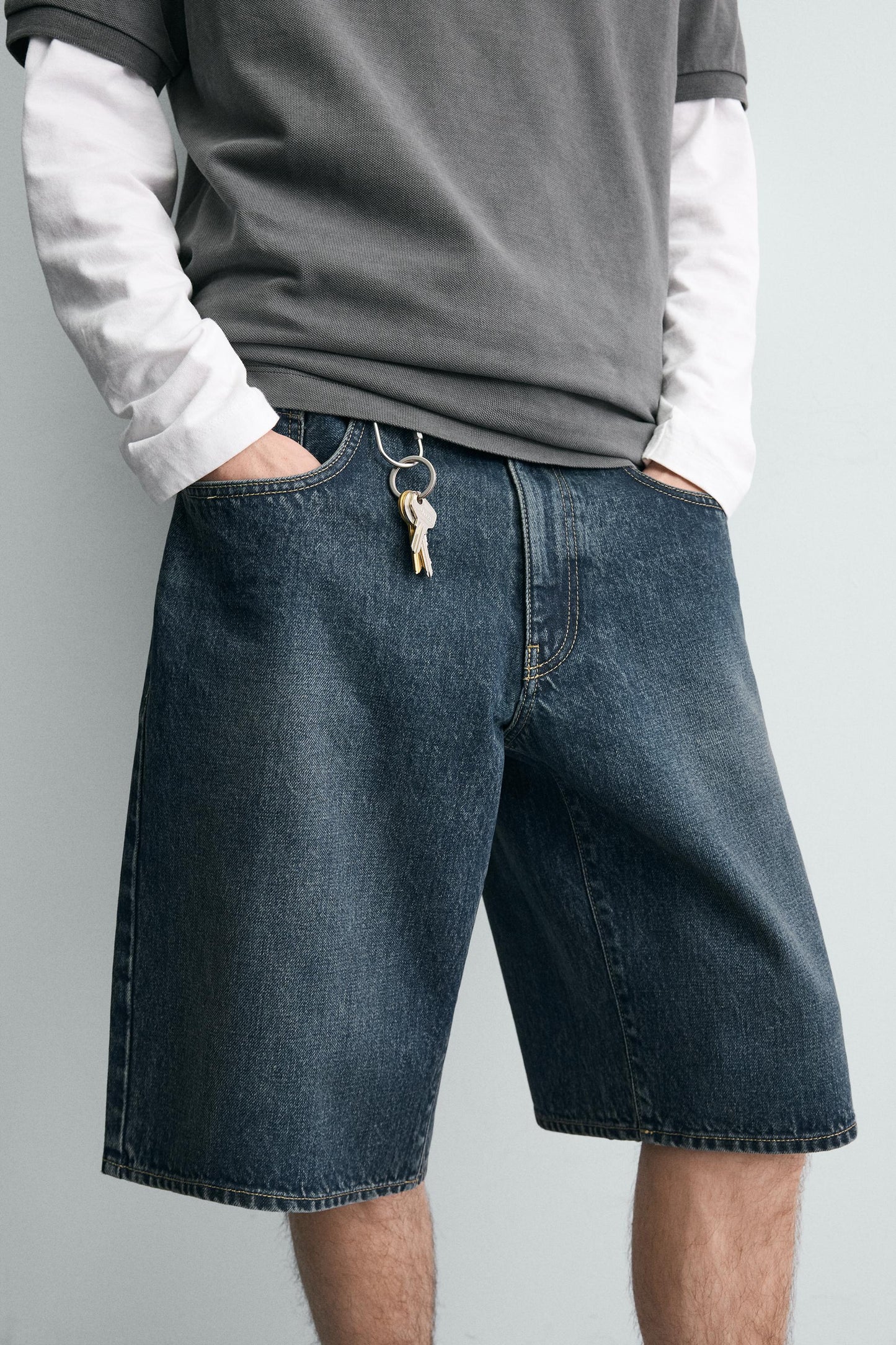 CALÇÕES BERMUDA DENIM BAGGY FIT